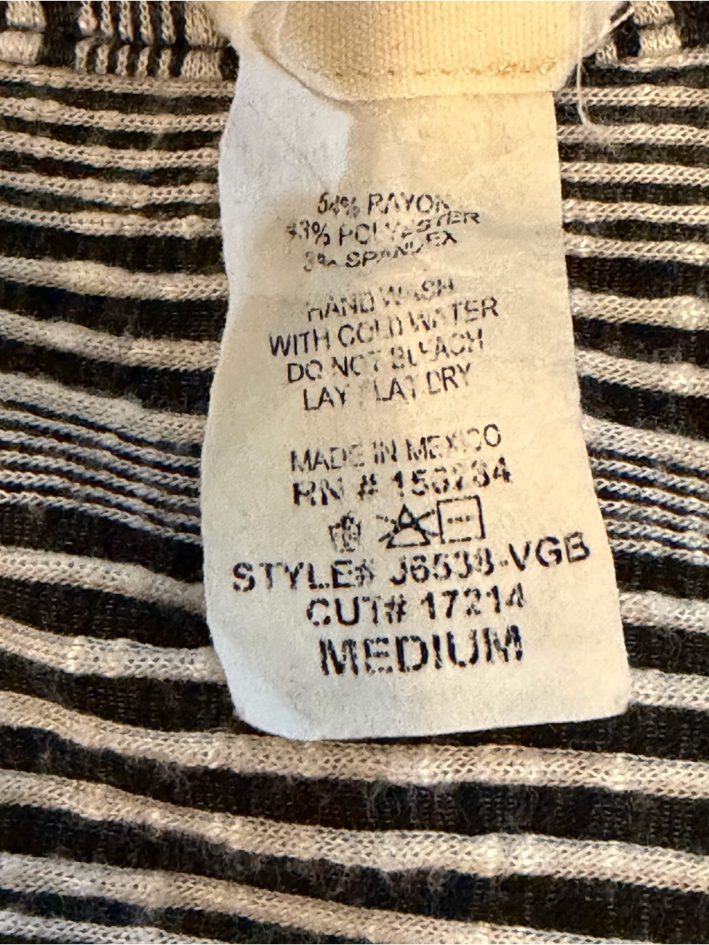 Caution To The Wind women’s Black & White Striped Cotton Casual Dress Size M - Picture 6 of 7